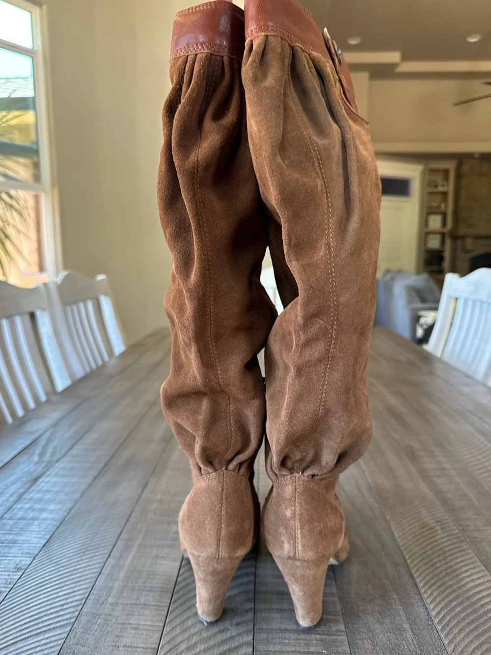 Vintage Michael Kors Festival Slouch Brown Suede Heeled Boots Women’s Size 8